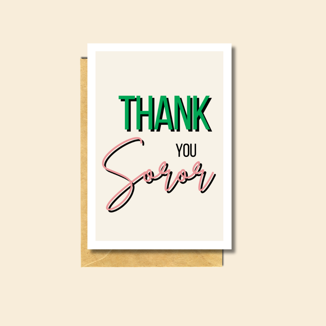 PärdēPress - Thank You Soror - Blank Greeting Card