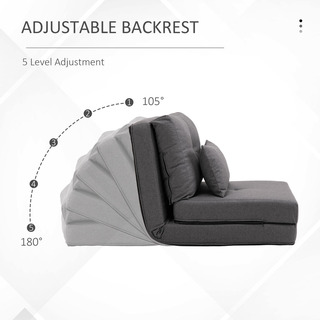 Foldcrest Convertible Floor Sofa Bed - Dark Gray