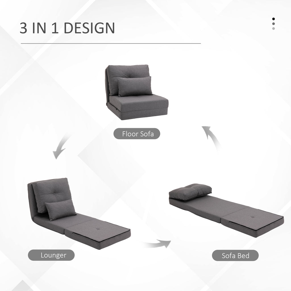 Foldcrest Convertible Floor Sofa Bed - Dark Gray