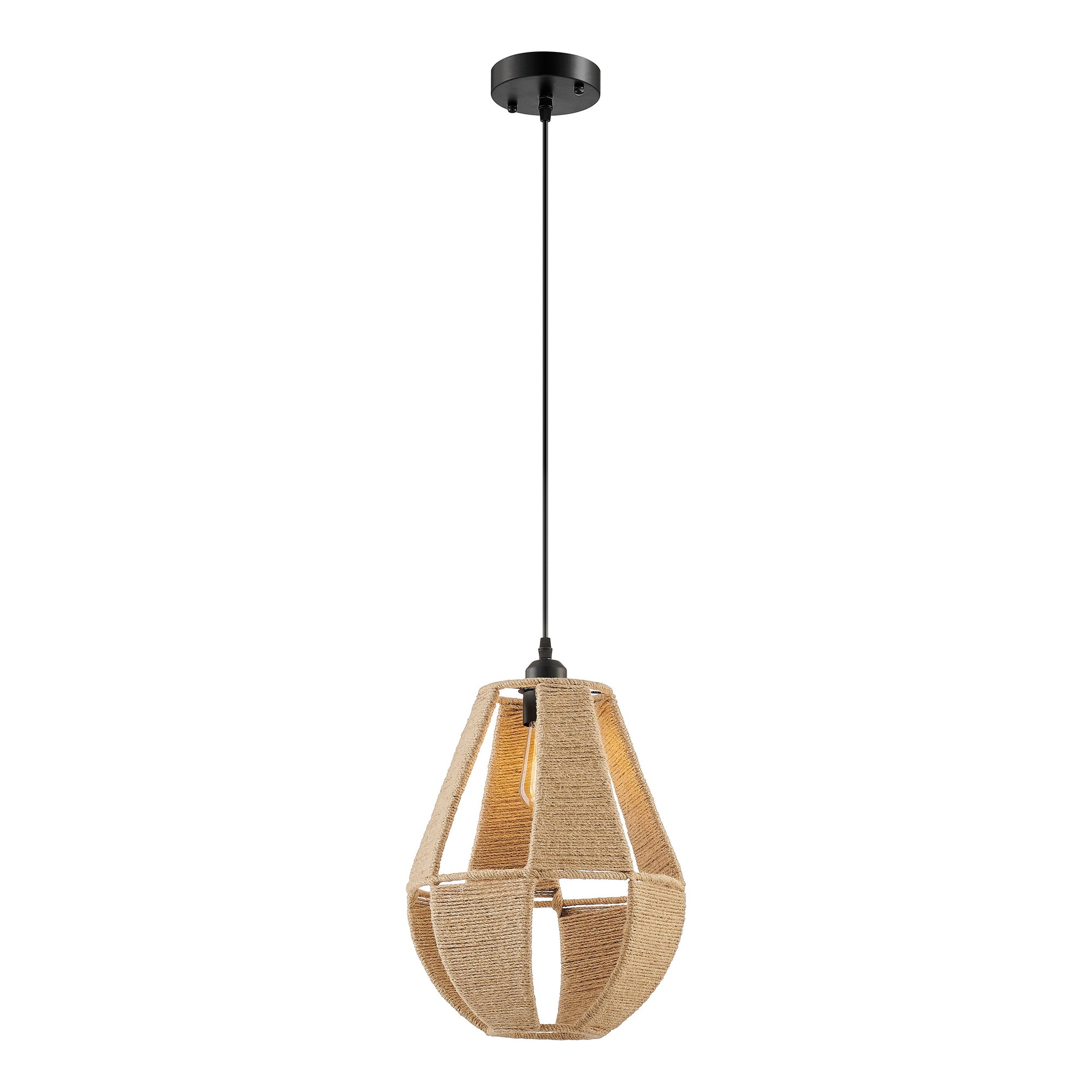 Iron & Ropes Pendant – Black Hardware & Beige Twine
