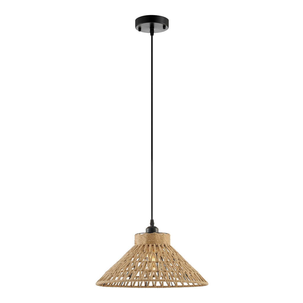 Iron & Ropes 15″ Pendant – Black Hardware & Beige Twine