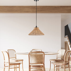 Iron & Ropes 15″ Pendant – Black Hardware & Beige Twine