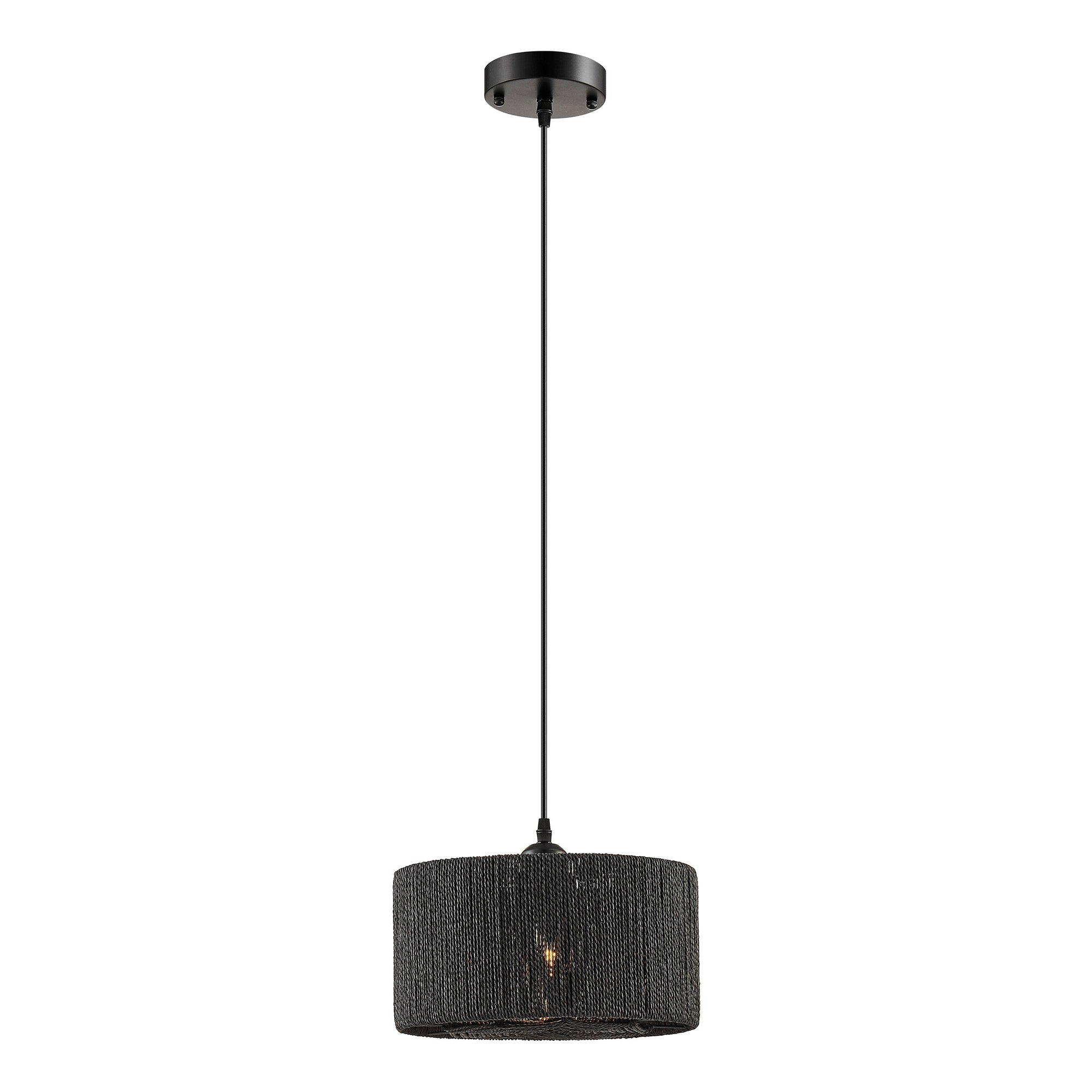 Steel & Ropes Shade Pendant – Black Twine & LED