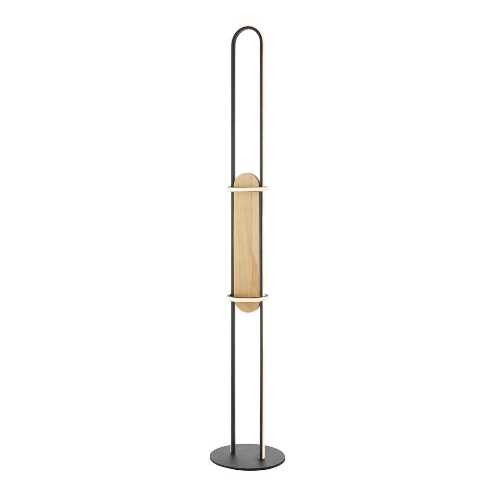 Satin Black & Wood Floor Lamp – Dimmable CCT LED