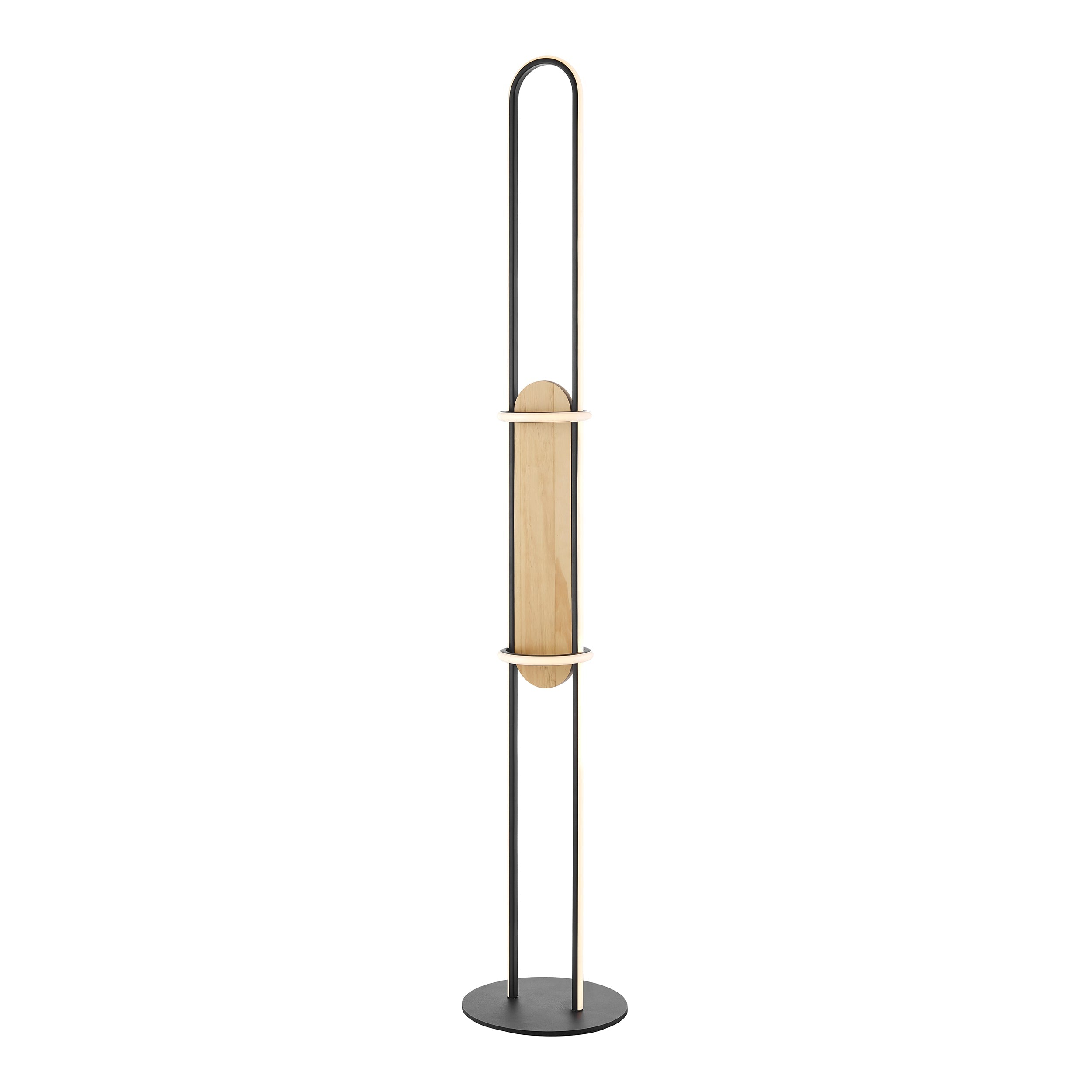 Satin Black & Wood Floor Lamp – Dimmable CCT LED