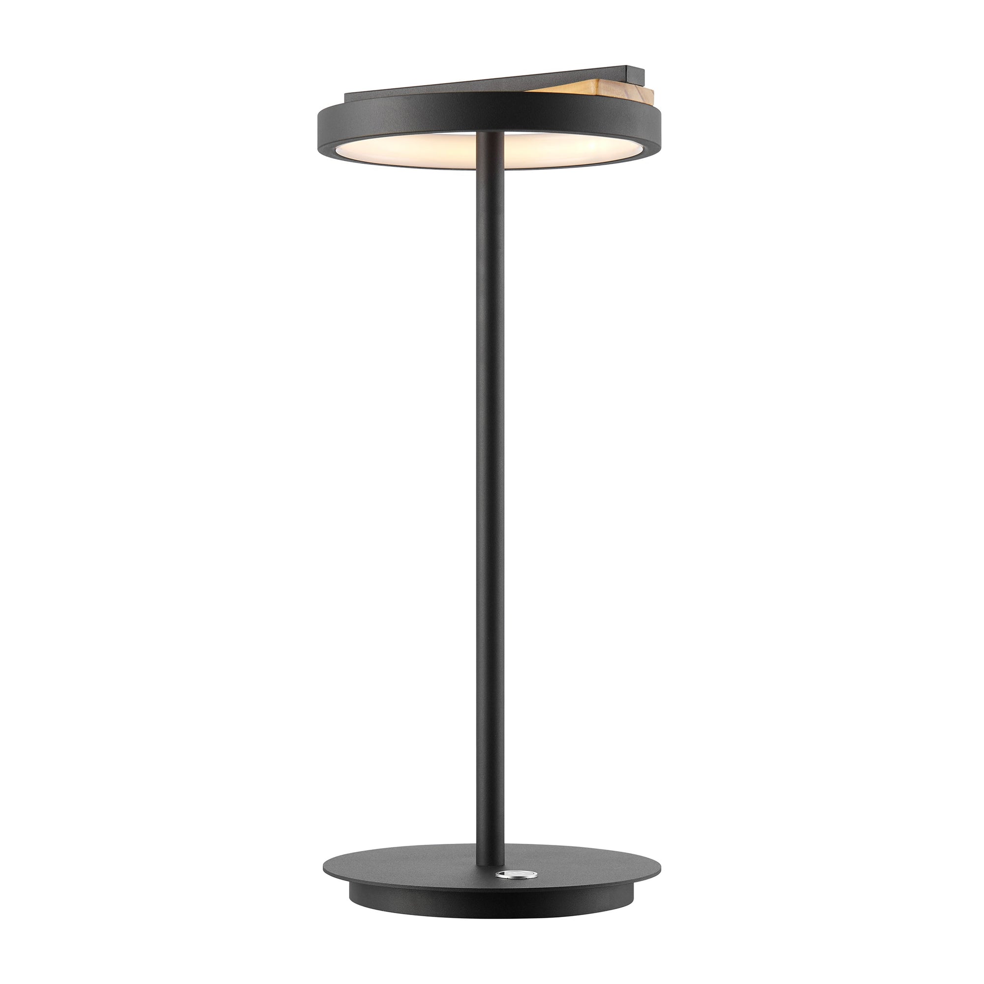 Satin Black & Wood Arched Table Lamp – Dimmable CCT LED