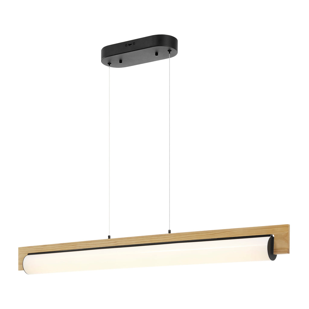 Linear Chandelier – Satin Black Metal & Pine Wood