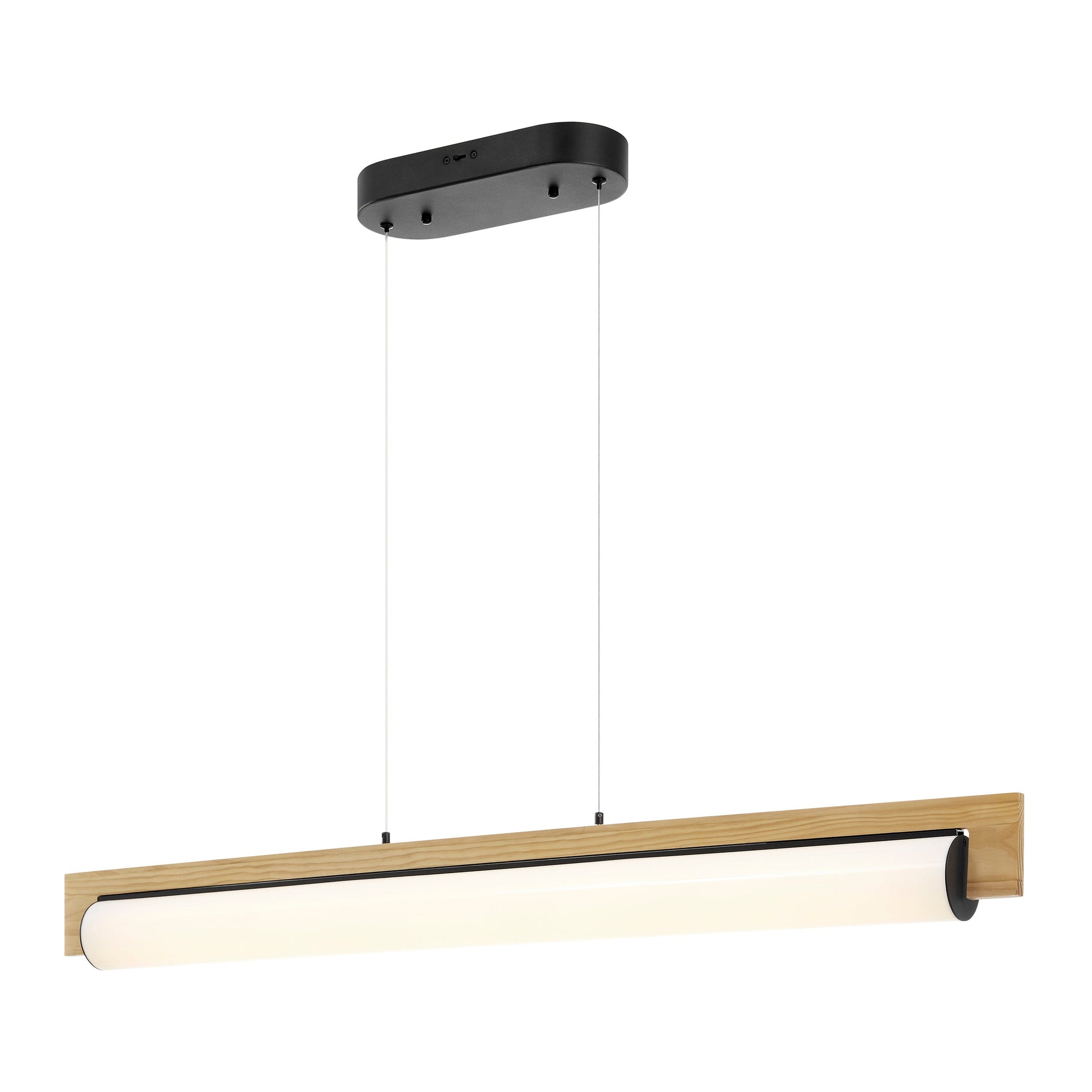 Linear Chandelier – Satin Black Metal & Pine Wood