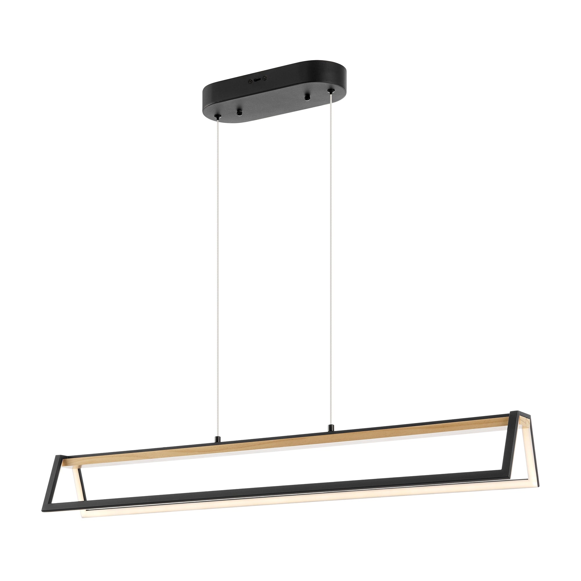 Satin Black & Wood Geometric Chandelier