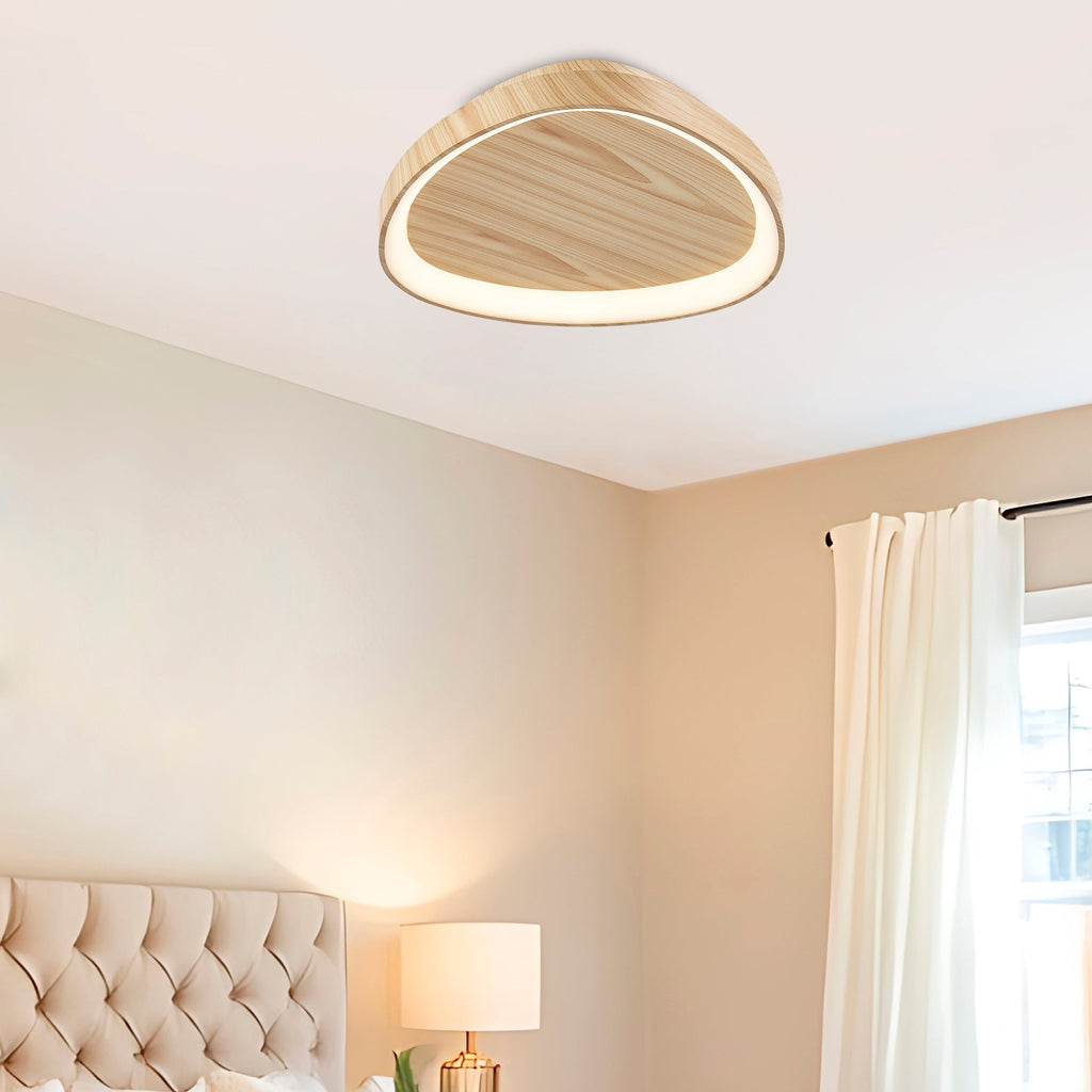 Natural Wood Flush/Wall Lamp – Dimmable CCT LED