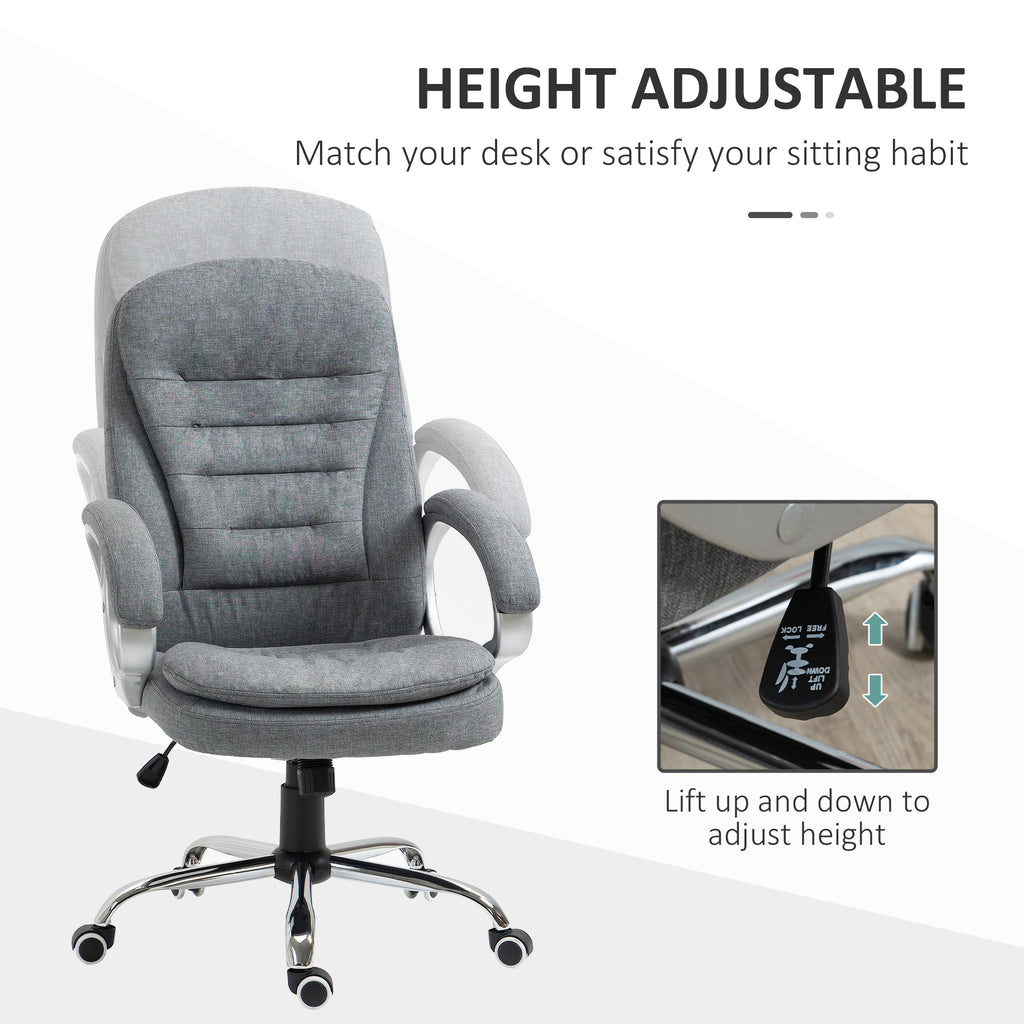 Chair height-adjustment graphic with raised and lowered positions and a close-up of the under-seat lever.