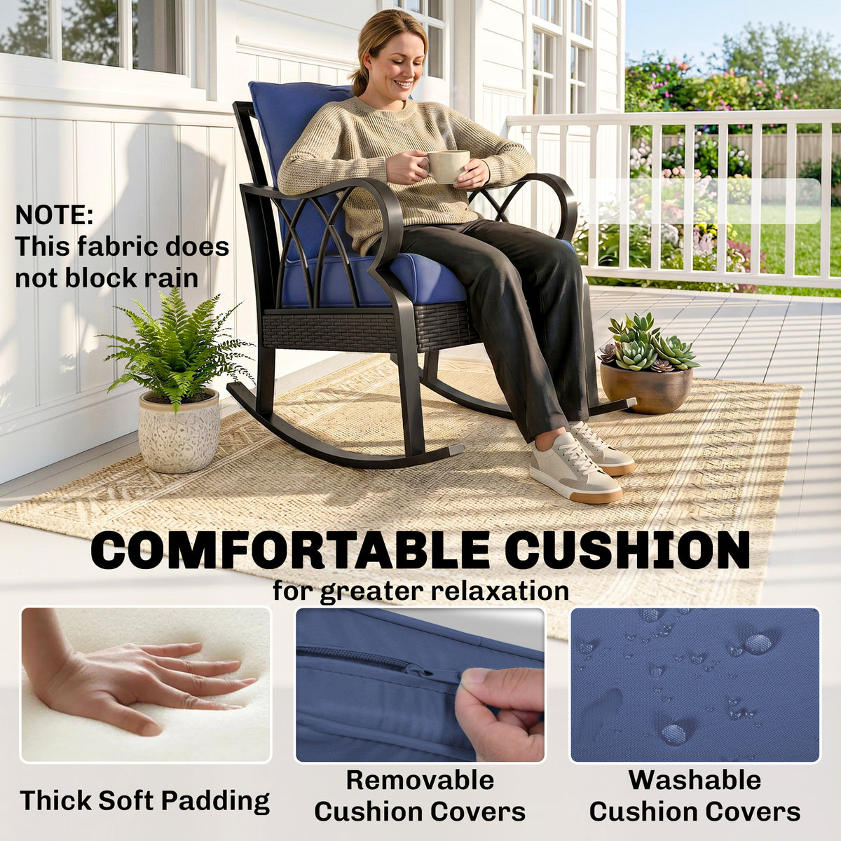 Helmsley Cushioned Rattan Rocker