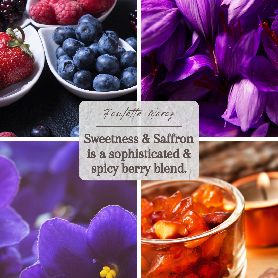 Mini Luxe Sweetness & Saffron 8oz Candle - Paulette Maray Luxury Soy Wax with Spicy Berry Notes