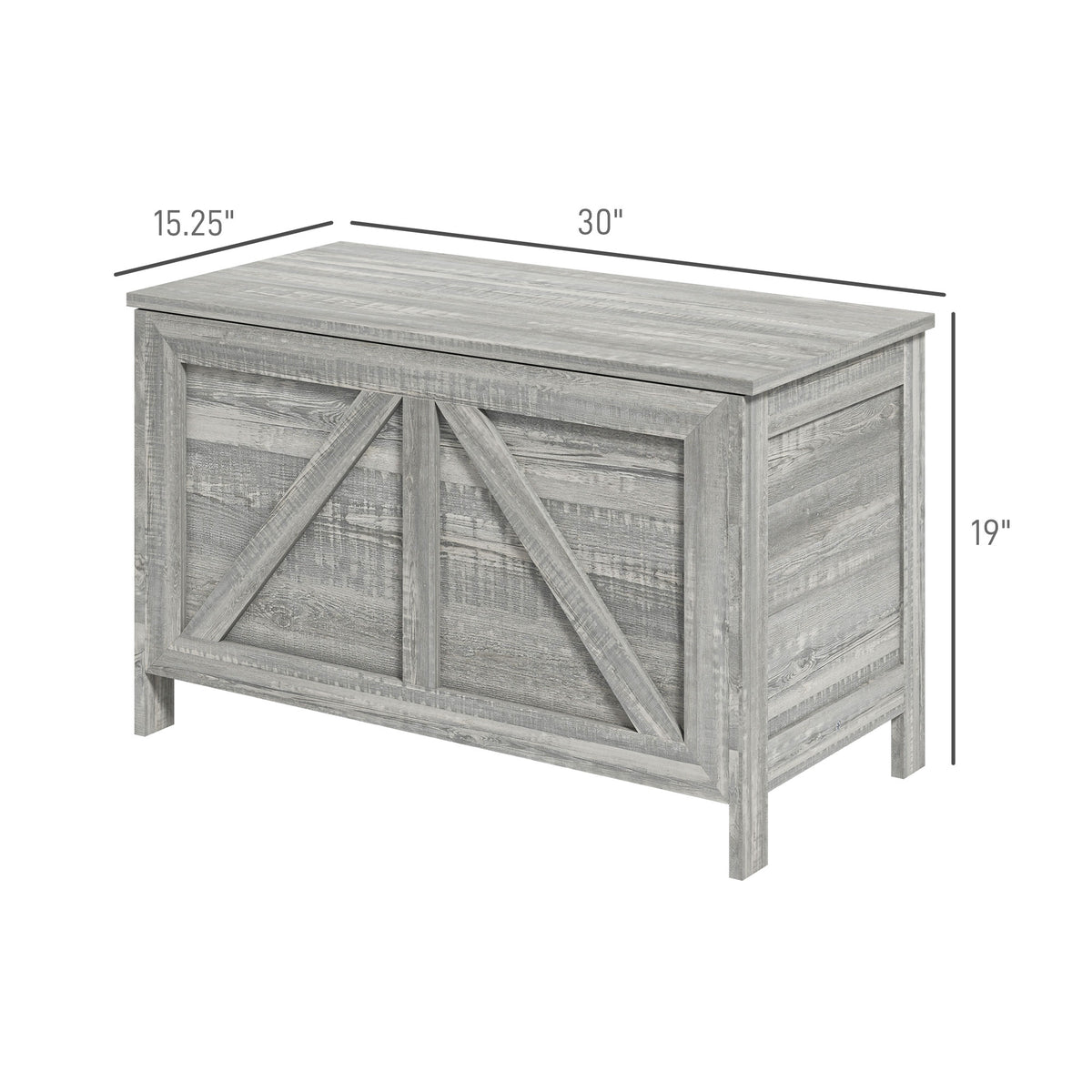 Dimension diagram of the Greywick lift-top storage bench