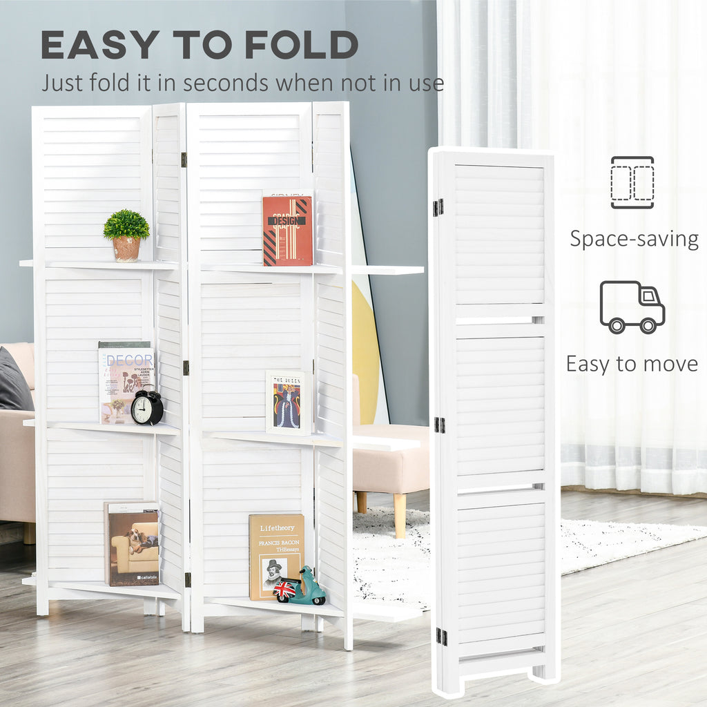 Sleekfold Room Divider with Shelves – White