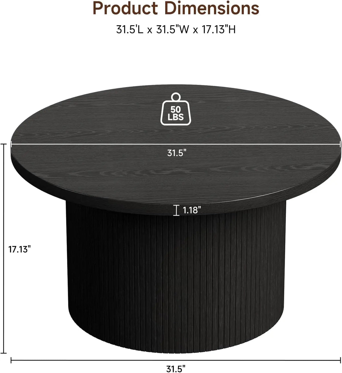 Reveriearc Round Fluted Coffee Table