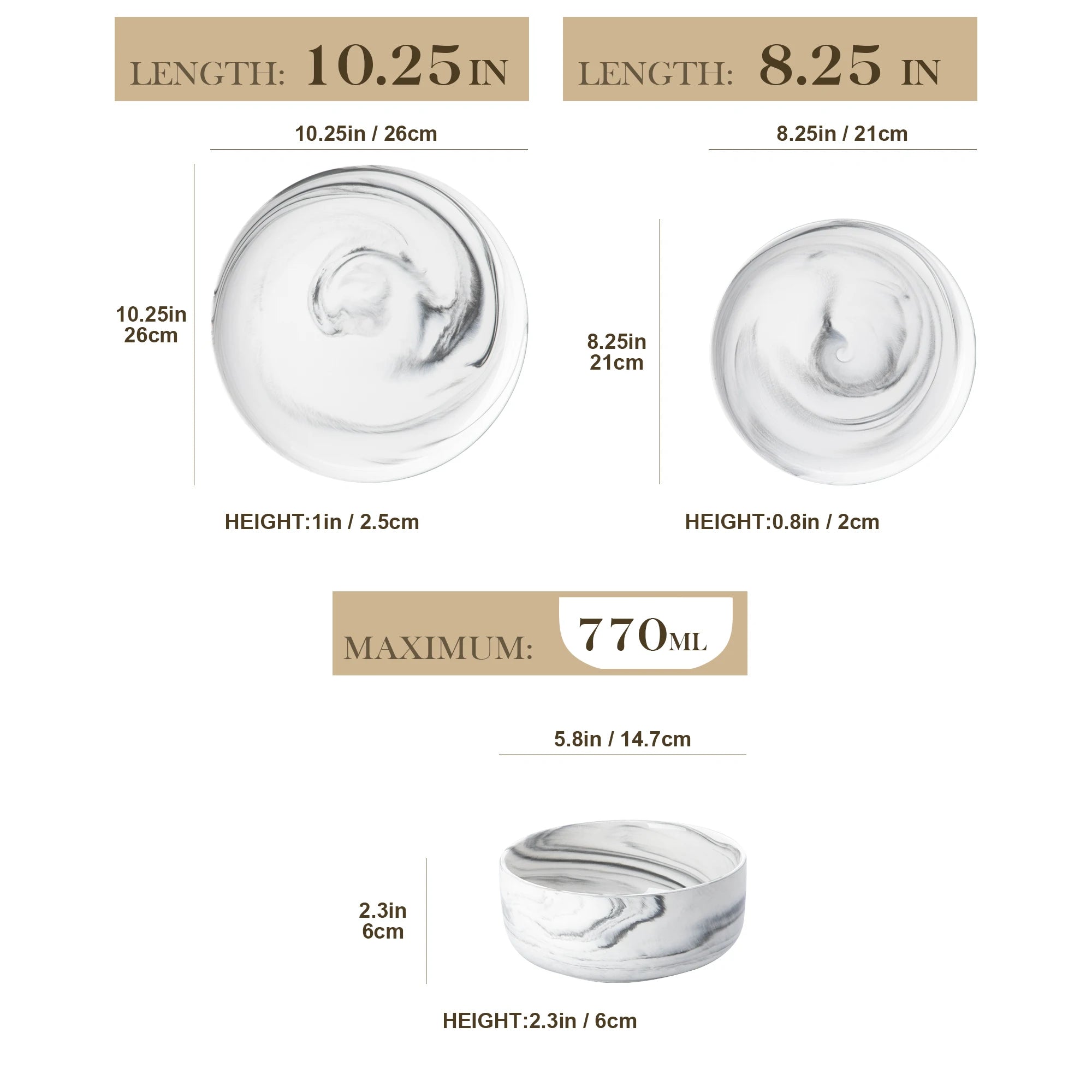 MALACASA LUNA Porcelain Dinnerware Set – 12 Pieces, Marble Design in Grey, Pink, or Blue