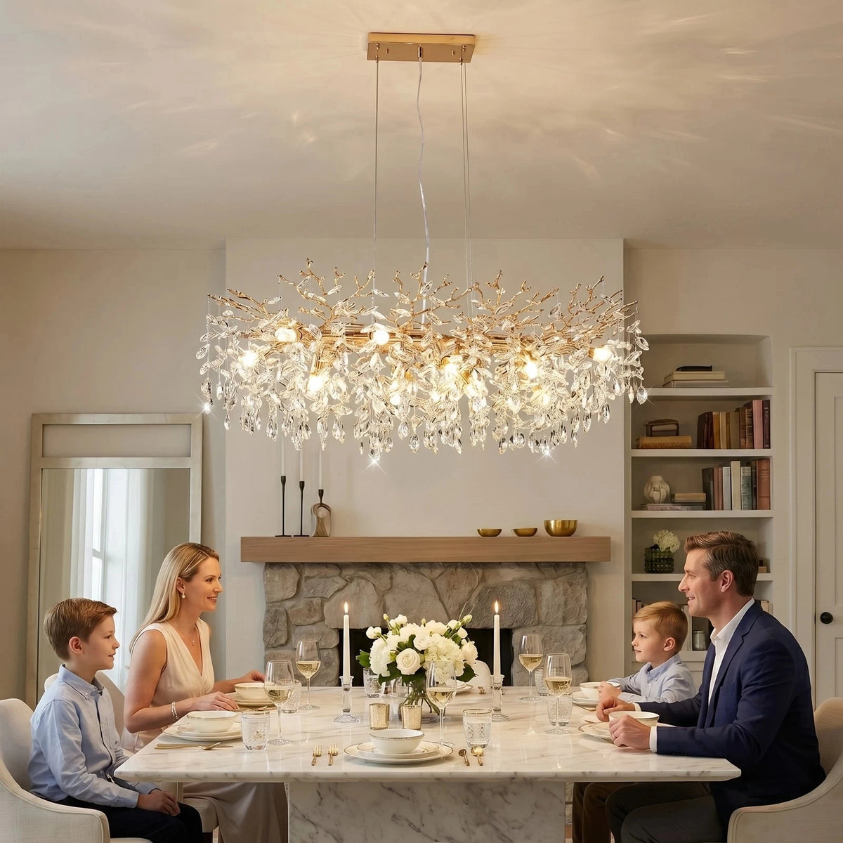 Arboria 14-Light Crystal Branch Chandelier – Gold