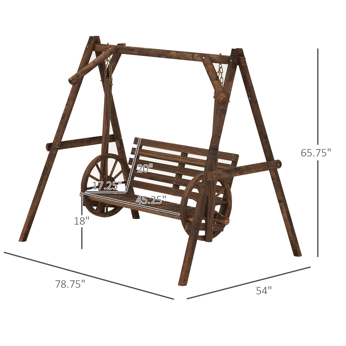Wheelfern Fir Wood Two-Seat Patio Swing
