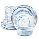 Load image into Gallery viewer, MALACASA LUNA Porcelain Dinnerware Set – 12 Pieces, Marble Design in Grey, Pink, or Blue
