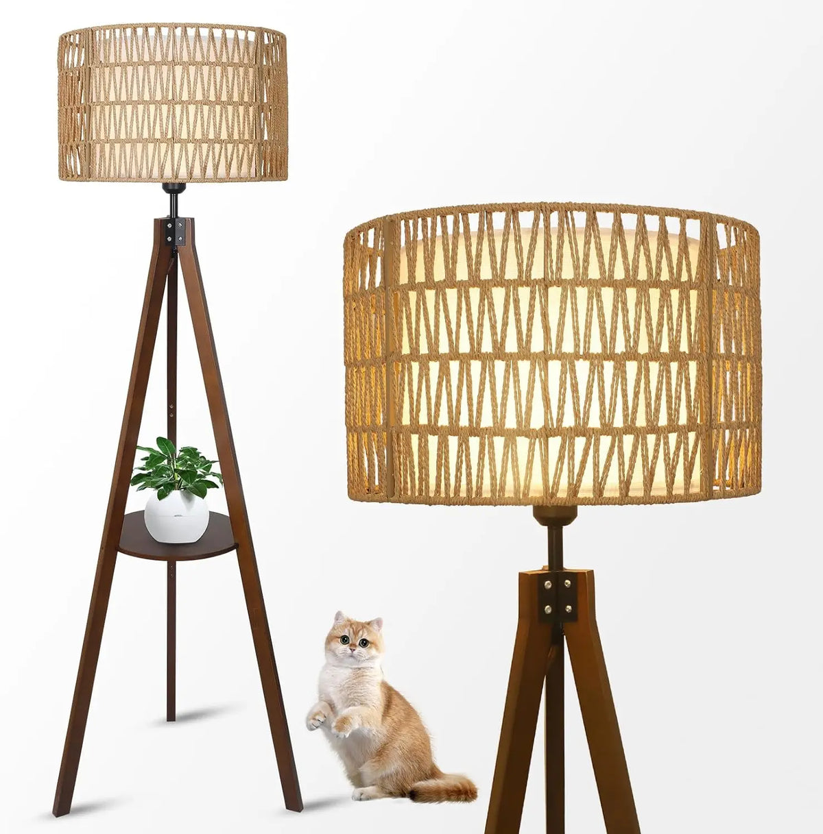 Arborweave Tripod Shelf Floor Lamp – Natural
