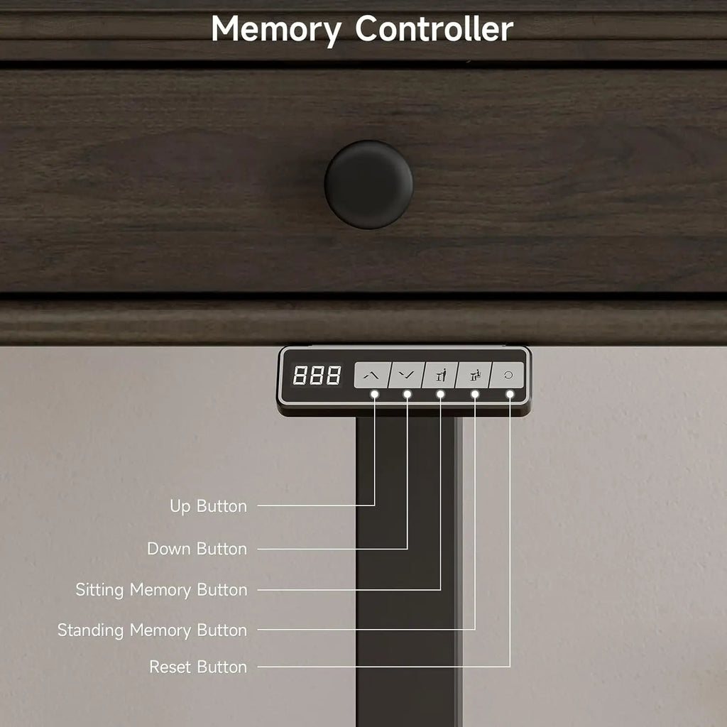 Echobloom memory controller with height arrows, sitting and standing presets, and reset button