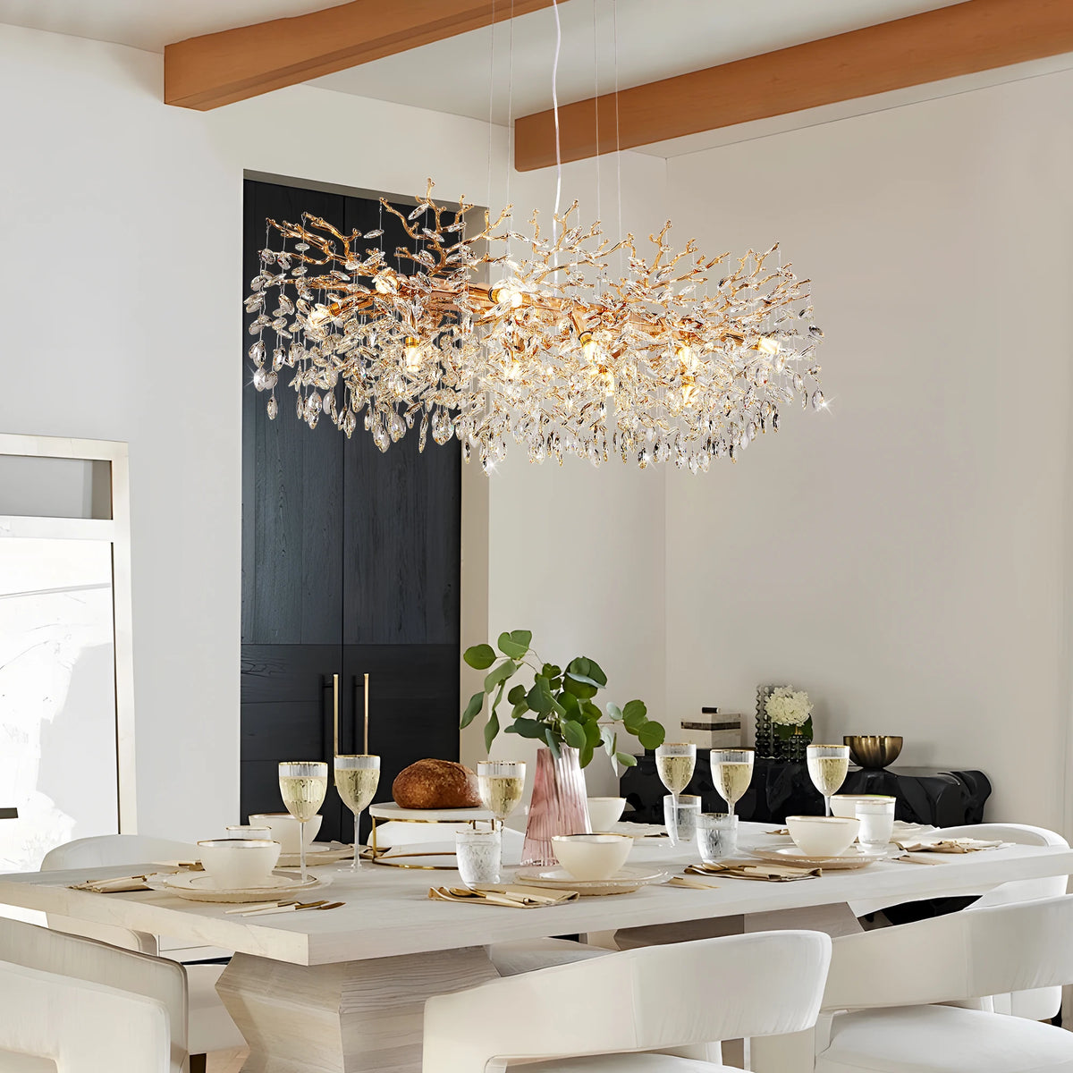 Arboria 14-Light Crystal Branch Chandelier – Gold