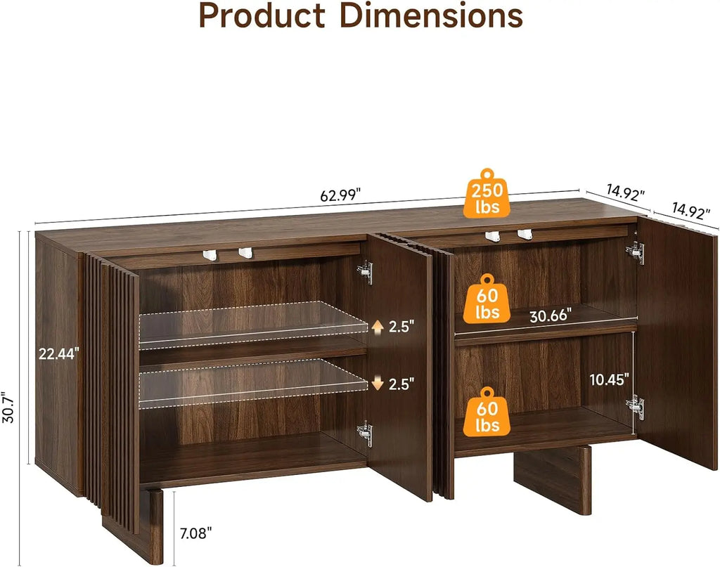 Silhouettehalo dimension diagram with 62.99-inch width, 14.92-inch depth, 30.7-inch height and separate load ratings