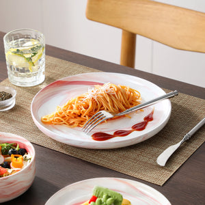 MALACASA LUNA Porcelain Dinnerware Set – 12 Pieces, Marble Design in Grey, Pink, or Blue