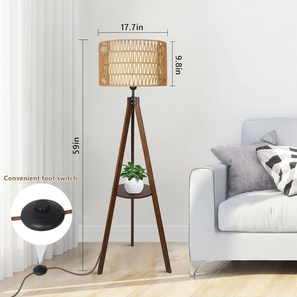 Arborweave Tripod Shelf Floor Lamp – Natural