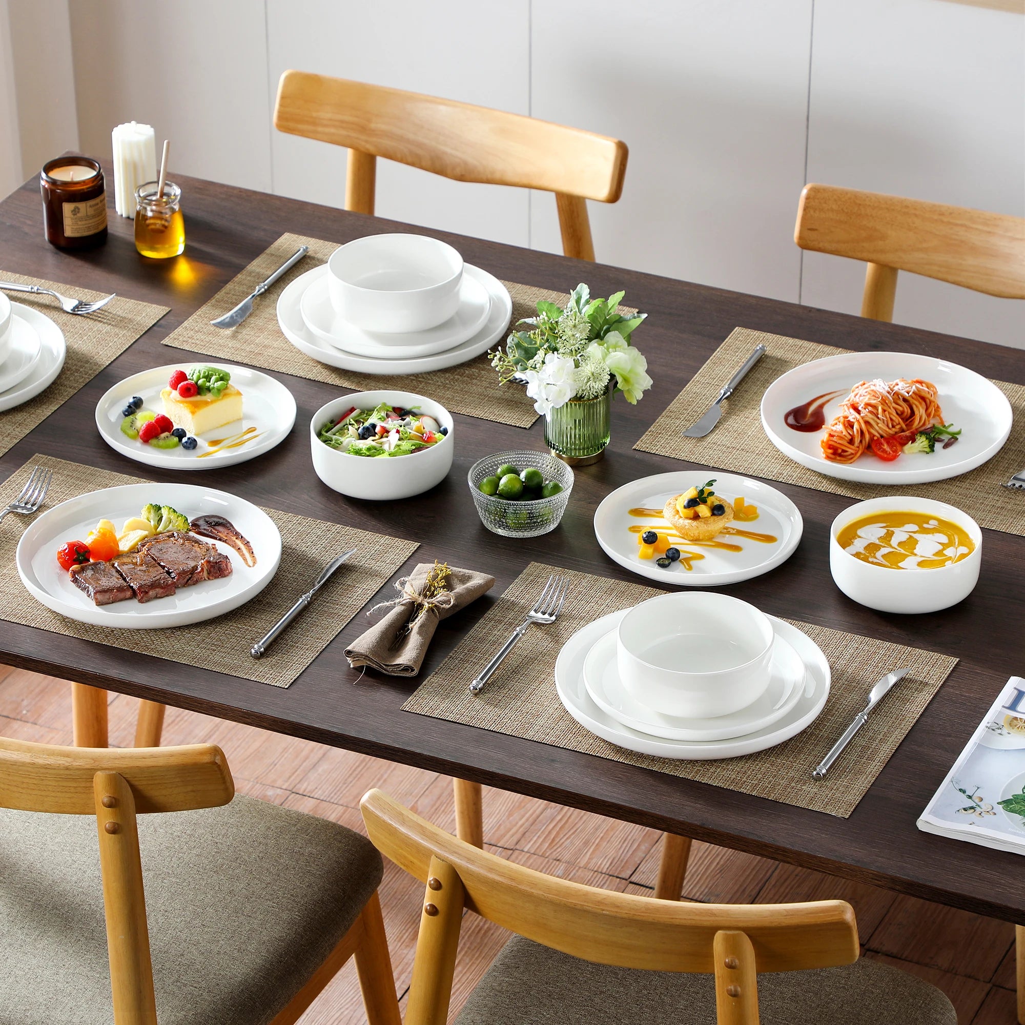 MALACASA LUNA 18-Piece Porcelain Dinnerware Set