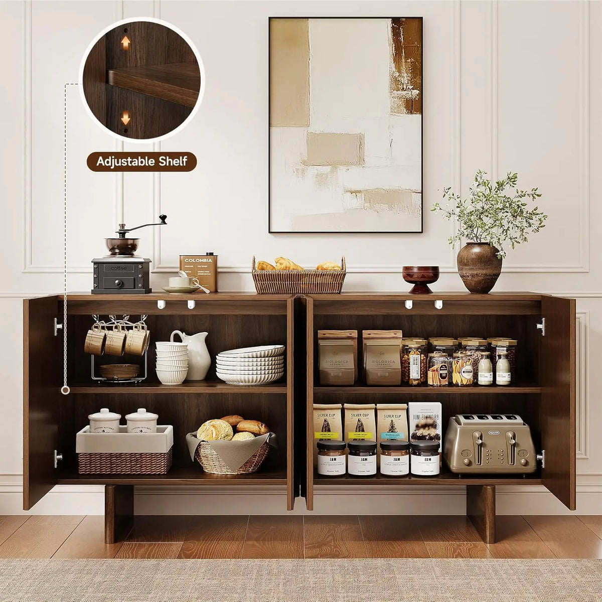 Silhouettehalo fluted walnut-look cabinet in a room setting