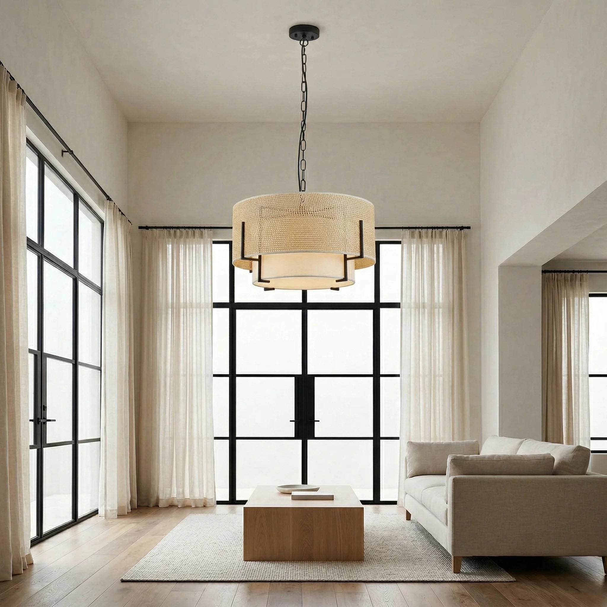Mirelle Rattan Drum Pendant