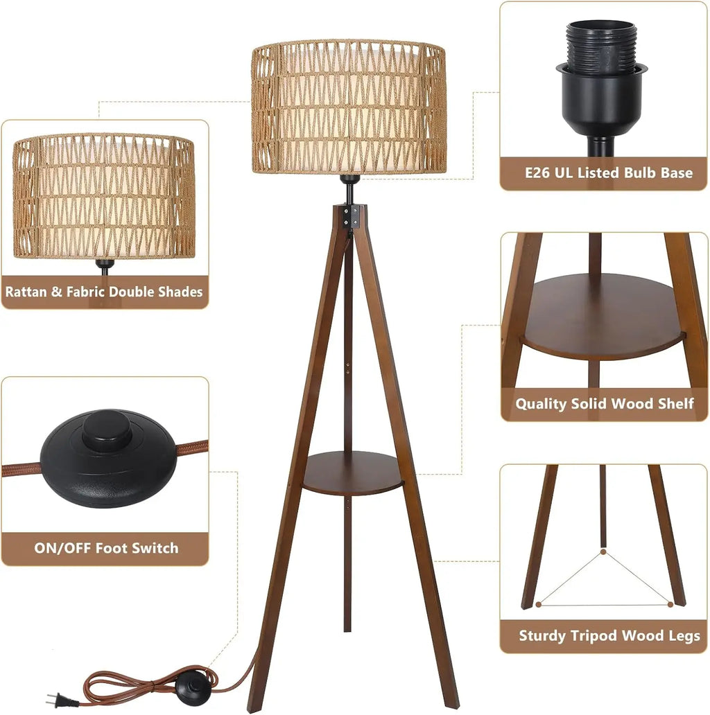 Arborweave Tripod Shelf Floor Lamp – Natural