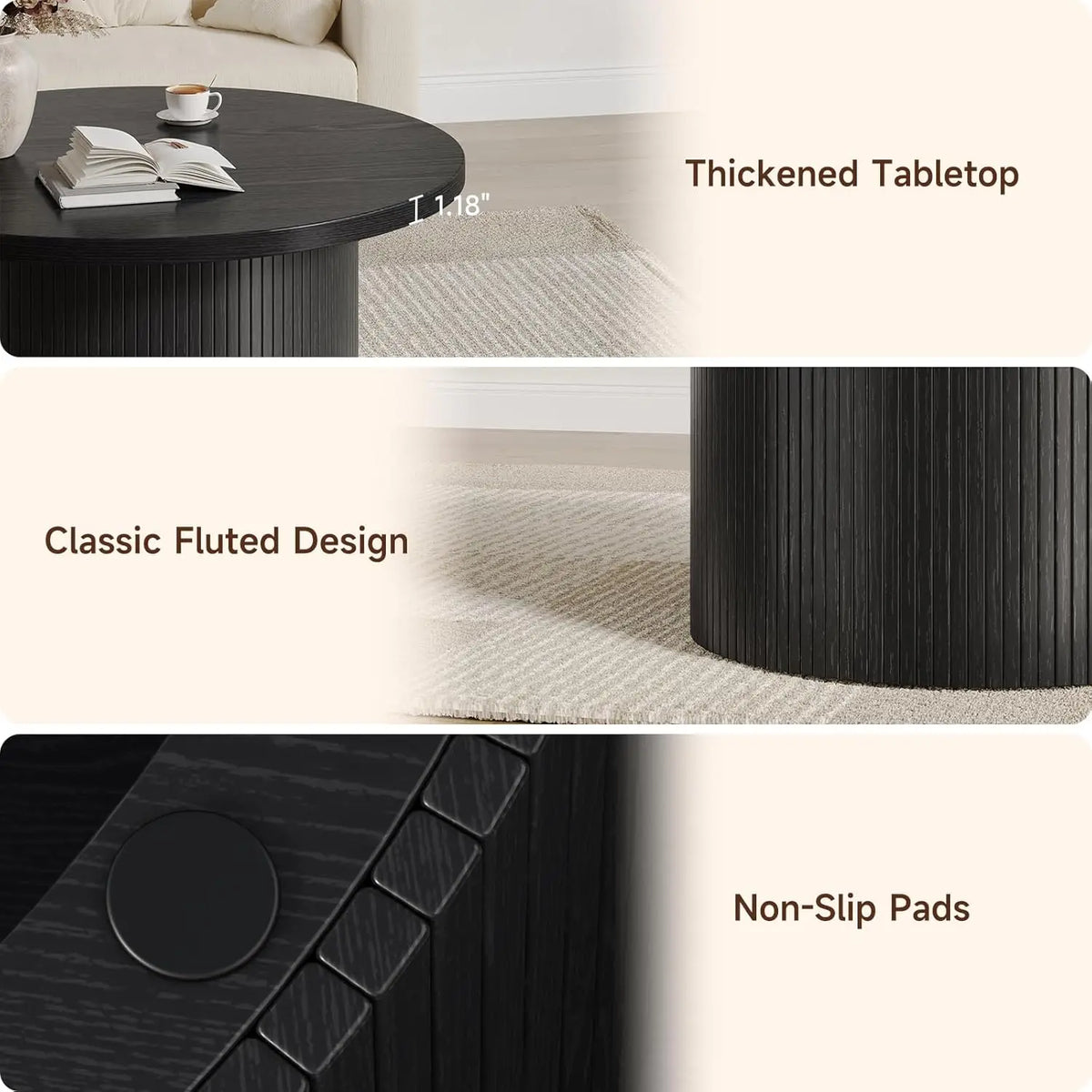 Reveriearc Round Fluted Coffee Table
