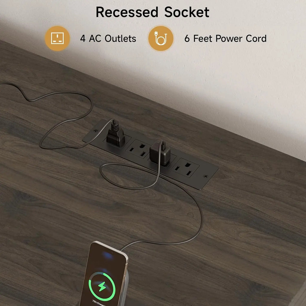 Echobloom recessed four-outlet AC power strip with a 6-foot cord shown in a desktop close-up