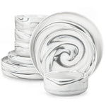Load image into Gallery viewer, MALACASA LUNA Porcelain Dinnerware Set – 12 Pieces, Marble Design in Grey, Pink, or Blue
