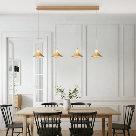 Spanish Alabaster & Aluminum Four-Light Chandelier