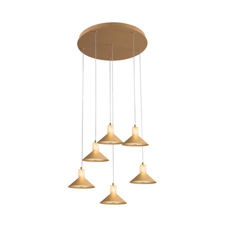 Spanish Alabaster & Aluminum Six-Light Chandelier