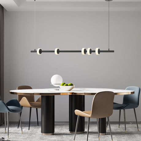 Aluminum and Spanish Alabaster Chandelier // Black