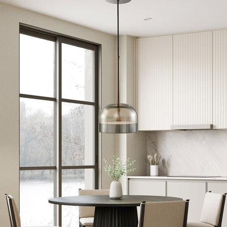 Iron and Smoky Glass Pendant // Black