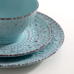 Load image into Gallery viewer, VANCASSO VINE Embossed Stoneware Dinnerware Set – 16/32/48 Pieces, Beige &amp; Blue-Green
