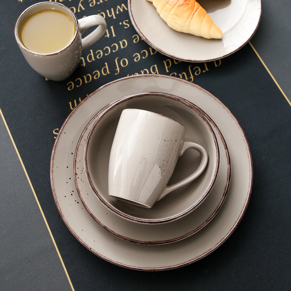 VANCASSO NAVIA Speckled Gray Stoneware Dinnerware Set