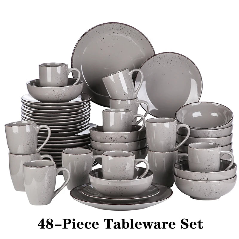 VANCASSO NAVIA Speckled Gray Stoneware Dinnerware Set