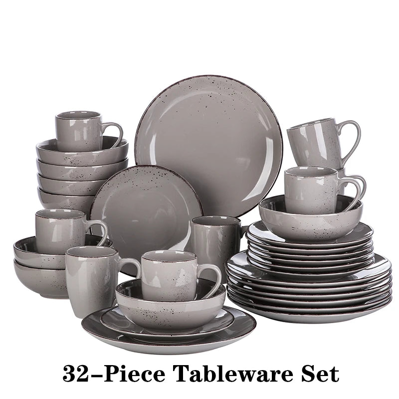 VANCASSO NAVIA Speckled Gray Stoneware Dinnerware Set