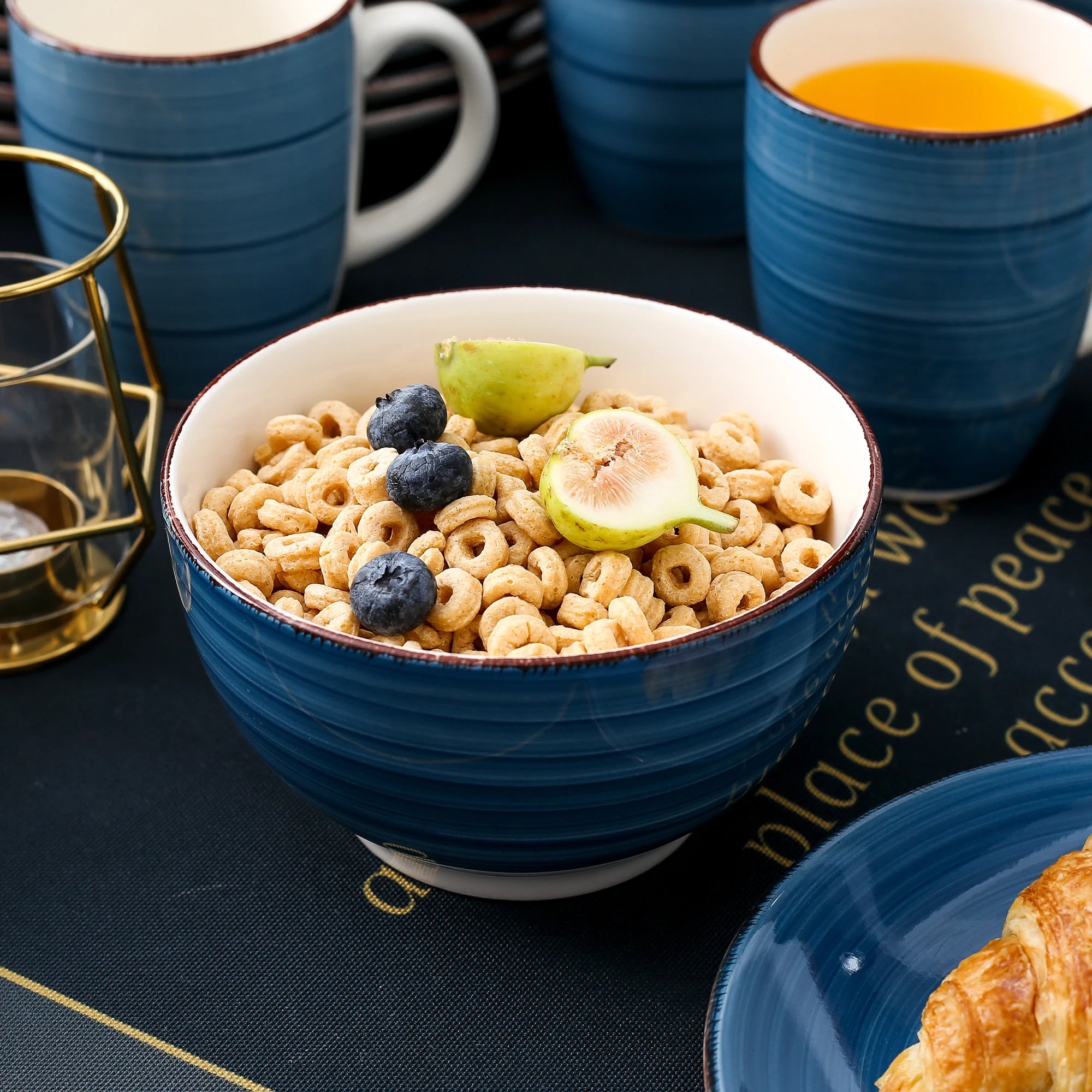 VANCASSO Bella Stoneware Dinnerware Set – 16/32/48 Pieces, Blue