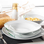 Load image into Gallery viewer, VEWEET Aviva Green Stripe Square Porcelain Dinnerware Set – 24/48 Pieces
