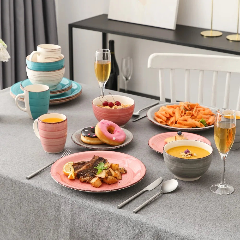 VANCASSO Bella Multicolor Stoneware Dinnerware Set – 16/32/48 Pieces