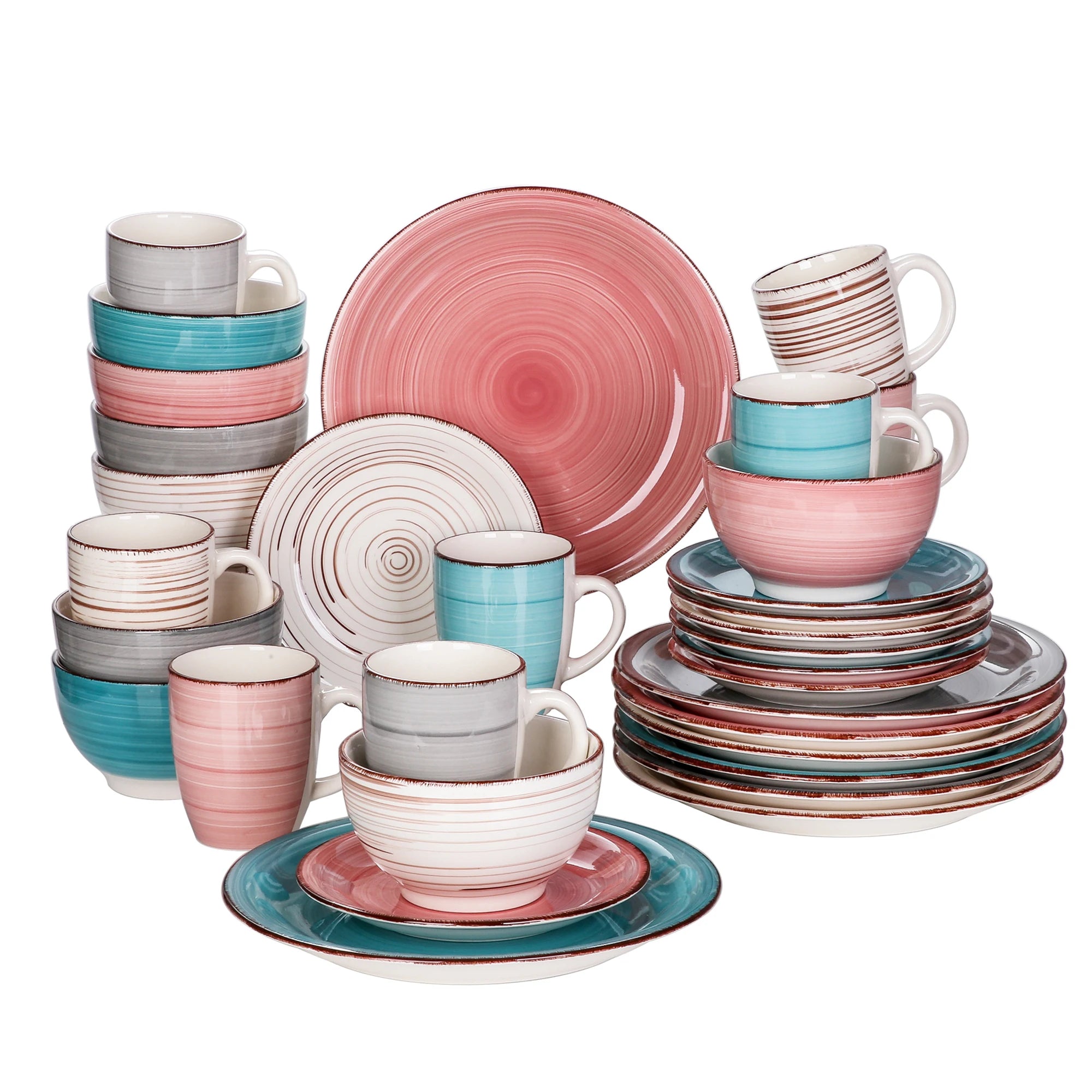 VANCASSO Bella Multicolor Stoneware Dinnerware Set – 16/32/48 Pieces
