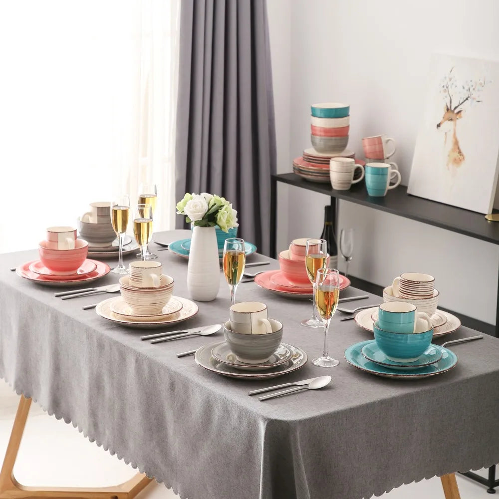 VANCASSO Bella Multicolor Stoneware Dinnerware Set – 16/32/48 Pieces